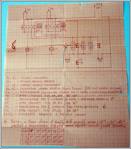 Schema inviatomi dall'ing. Giorgio Schinigoi per il gioco dei pulsanti elettromeccanici