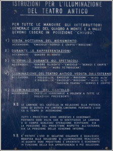 Istruzioni per l'illuminazione del Teatro Antico di Taormina