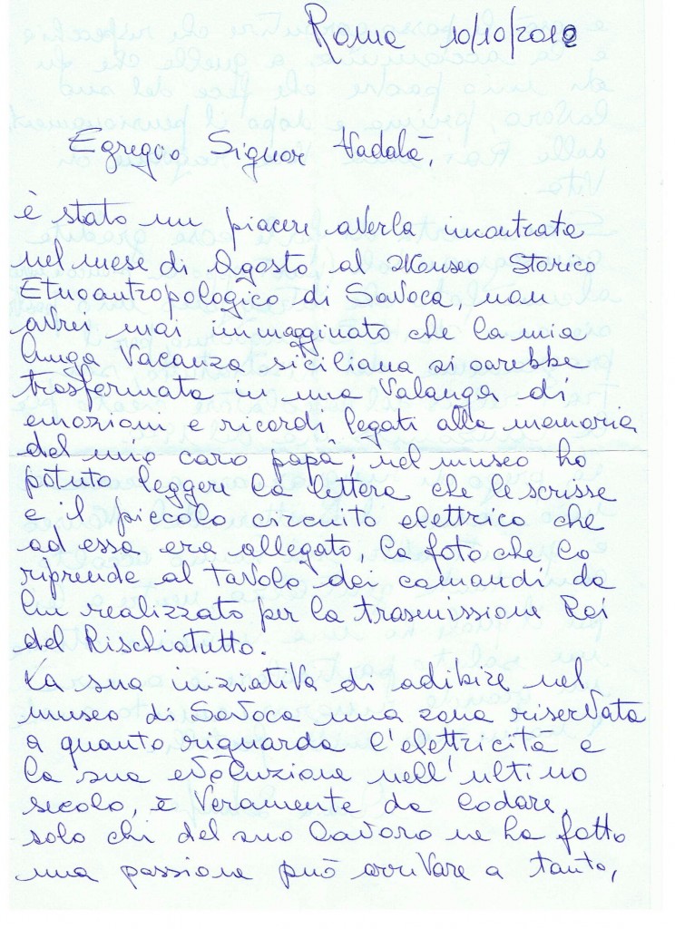 Lettera della Sig.\ra Anna Schinigoi di Roma 2012 1/2