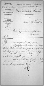 Il nonno pur essendo muratore faceva anche la palificazione elettrica , cosi' dice questa lettera al sindaco di Taormina del 3.11. 1898 scritta da Lecomte