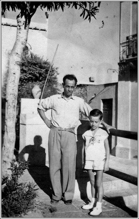 Con papà a Taormina 1950